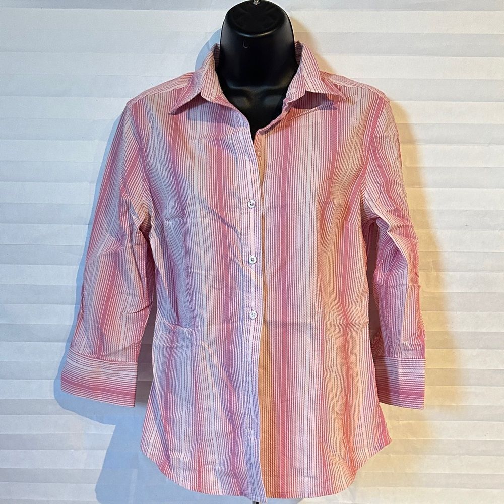 Express Women’s Red & White Striped Stretch Blouse Size 10